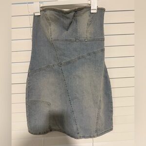 Zara Light Blue Denim Tube Mini Dress